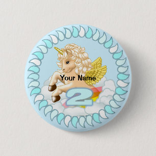 2 Jahre alt Birthday Unicorn Button-Taste Button