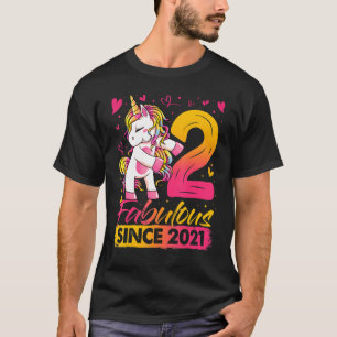 2 Jahre alt Blüten Einhorn 2. Geburtstag Girl Par T-Shirt