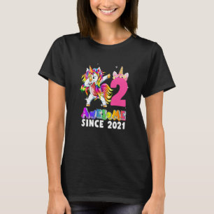 2 Jahre alt Einhorn Dabbing 2. Geburtstag Mädchen  T-Shirt