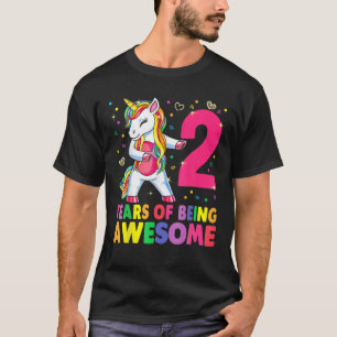 2 Jahre alt Einhorn Flossing 2. Geburtstag Girl Un T-Shirt