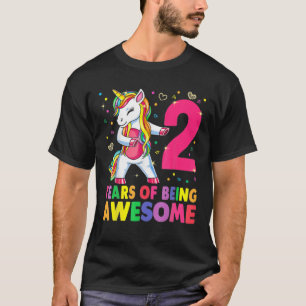 2 Jahre alt Einhorn Flossing 2. Geburtstag Girl Un T-Shirt