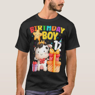 2 Jahre alt Geburtstag Junge 12. Kuh Farm Tiere Ta T-Shirt