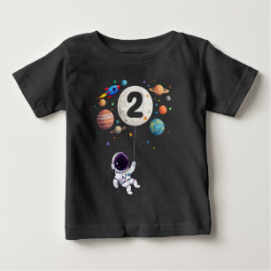 2 Jahre alt Geburtstagsplaneten Astronaut 2. Gebur Baby T-shirt