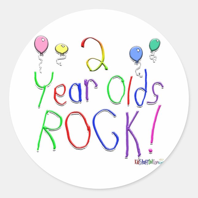 2 Jahre alt Rock ! Runder Aufkleber (Vorderseite)