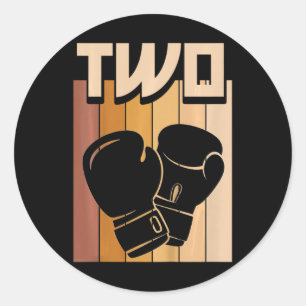 2 Jahre alte Boxgeburtstagsjungen Mädchen 2. Gebur Runder Aufkleber