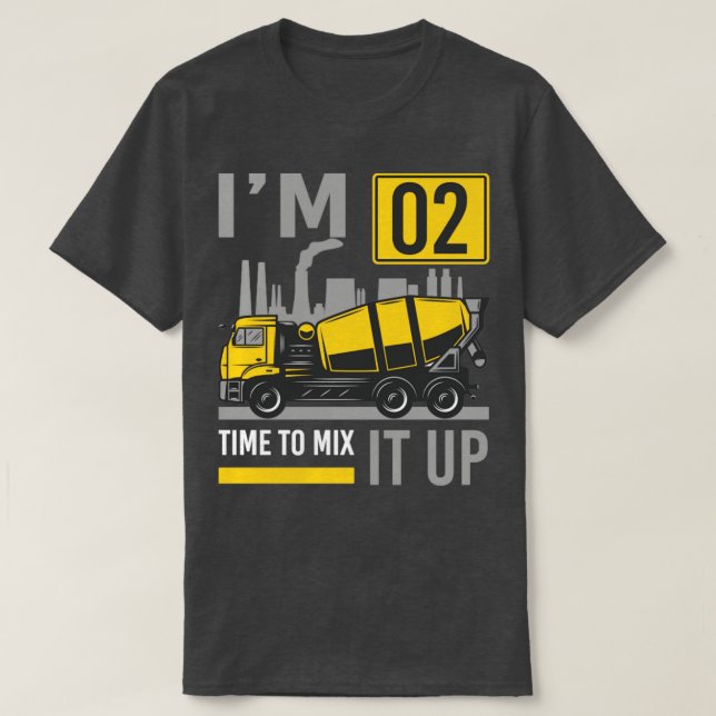2 Jahre alte Zeit zum Mischen it Betonmischwagen 2 T-Shirt (Design vorne)