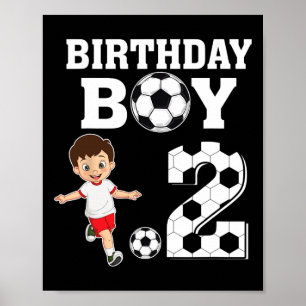 2 Jahre alter 2. Geburtstag Junge Fußballfan Party Poster