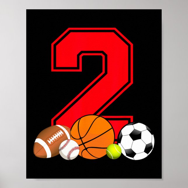 2 Jahre alter Basketball Fußball Baseball Fußball  Poster (Vorne)
