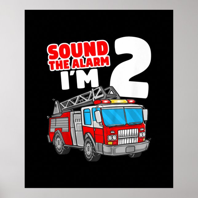 2 Jahre alter Feuerwehrmann 2. Geburtstag Poster (Vorne)