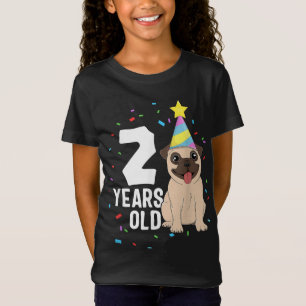 2 Jahre alter Geburtstag Mops Hund Lover Party 2. T-Shirt