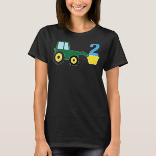 2 Jahre alter grüner Bauernhof Traktor Geburtstags T-Shirt