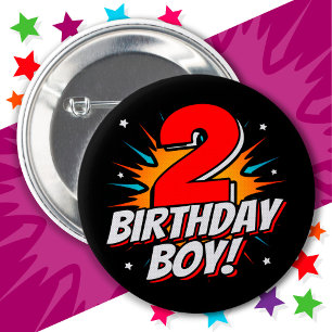 2 Jahre alter Superheld Geburtstag Junge 2. Geburt Button