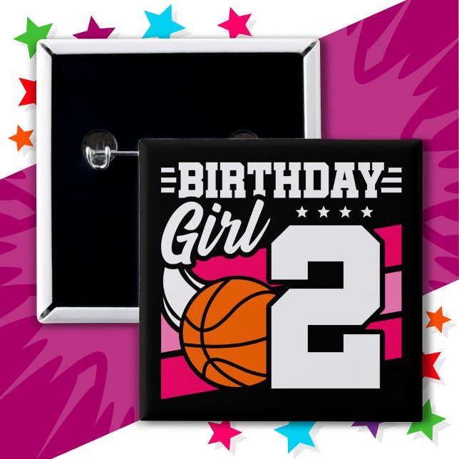 2 Jahre altes Basketball Party 2. Geburtstagskind Button (Von Creator hochgeladen)