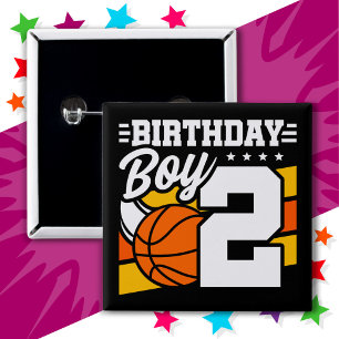 2 Jahre altes Basketball Party Thema 2. Geburtstag Button