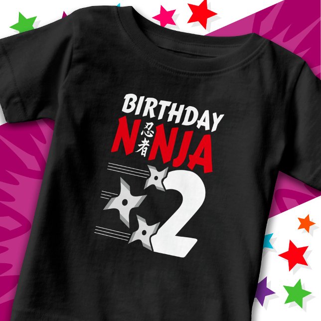 2 Jahre altes Ninja Party Sterne Kinder 2. Geburts Baby T-shirt (Von Creator hochgeladen)