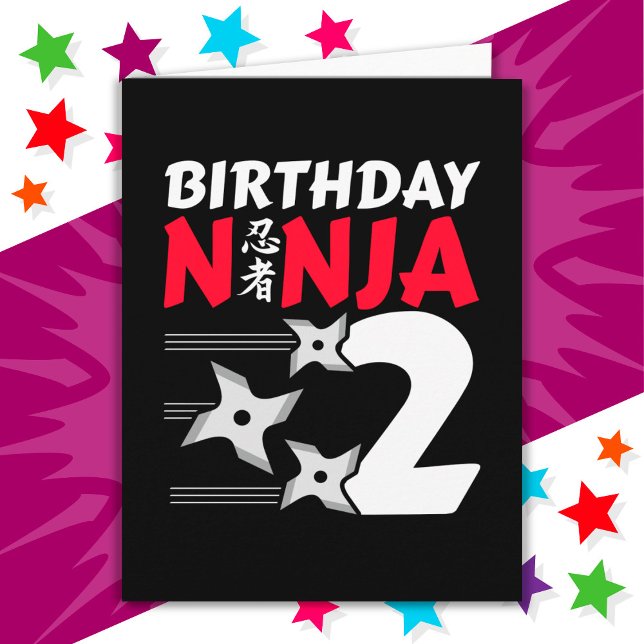 2 Jahre altes Ninja Party Sterne Kinder 2. Geburts Karte (Von Creator hochgeladen)