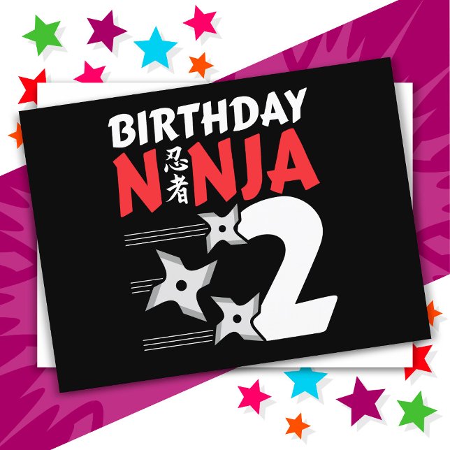 2 Jahre altes Ninja Party Sterne Kinder 2. Geburts Postkarte (Von Creator hochgeladen)