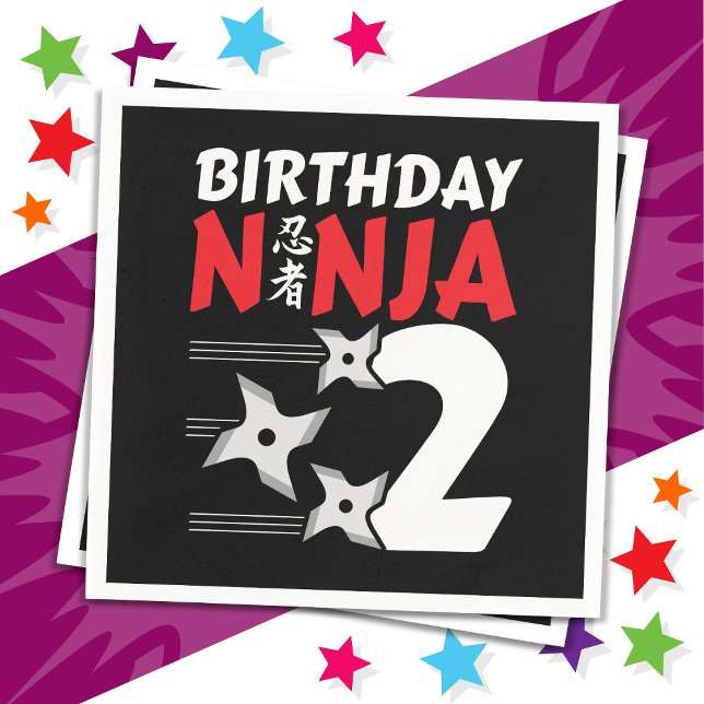 2 Jahre altes Ninja Party Sterne Kinder 2. Geburts Serviette (Von Creator hochgeladen)