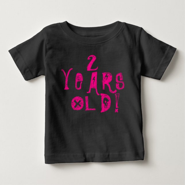2 Jahre niedliches Baby Shirt Nylonschädel Rosa (Vorderseite)