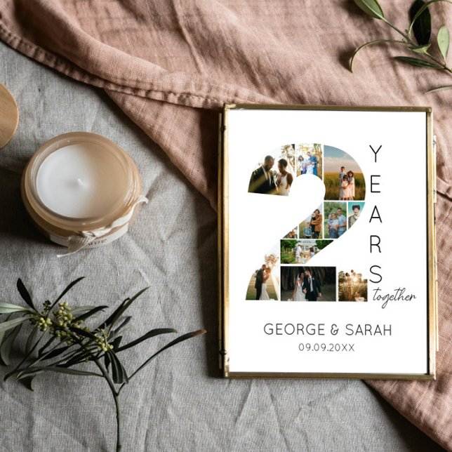 2 Jahre zusammen Foto Collage Hochzeit Jahrestag Poster (Von Creator hochgeladen)
