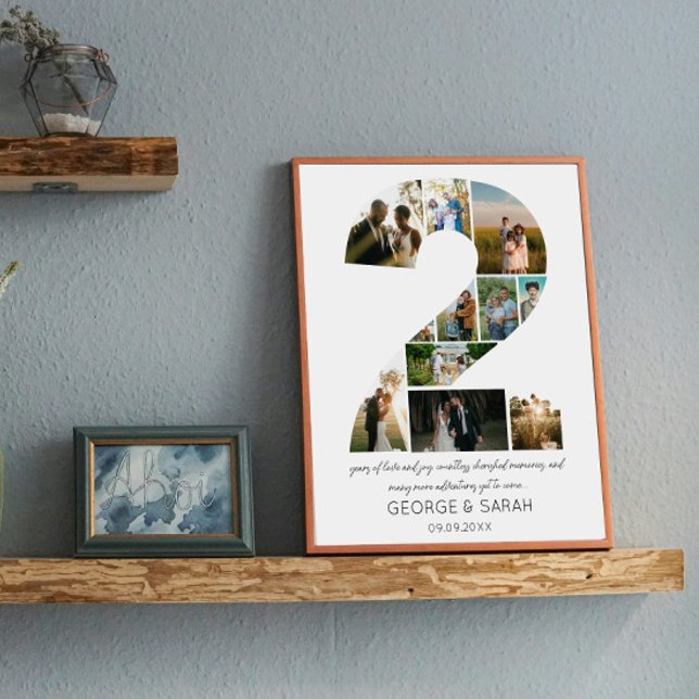 2 Jahre zusammen Foto Collage Hochzeit Jahrestag Poster (Von Creator hochgeladen)