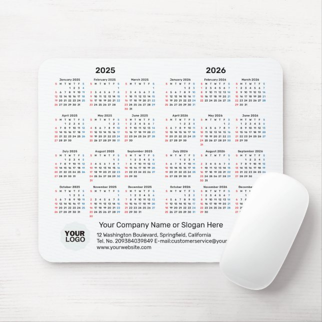2-Jahres-Kalender 2025 - 2026 Corporate Gift SONNT Mousepad (Mit Mouse)