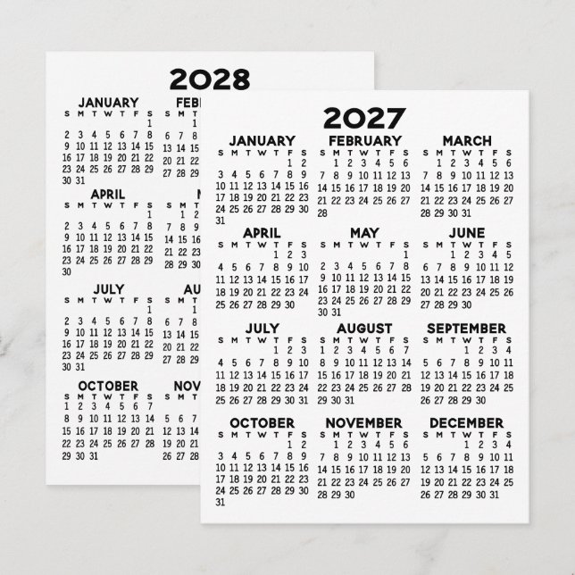 2-Jahres-Kalender - Basic Minimal Postkarte (Vorne/Hinten)