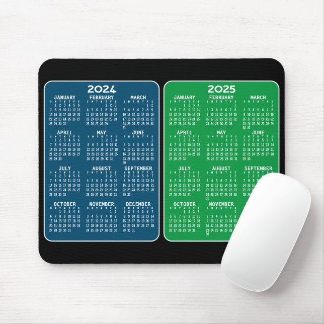 2-Jahres-Kalender - Jahresansicht grün blau Mousepad (Mit Mouse)