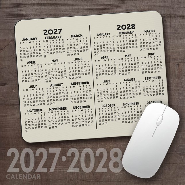 2-Jahres-Kalender - Jahresansicht Mousepad (2027 2028 Calendar Mousepad)