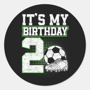 2-jähriger Fußballjunge Es ist mein 2. Geburtstag Runder Aufkleber