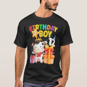 2-jähriger Geburtstagsjunge 12. Kuh Bauernhof Tier T-Shirt