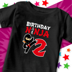 2-jähriger Karate-Ninja-Geburtstag Kinder 2. Gebur Baby T-shirt