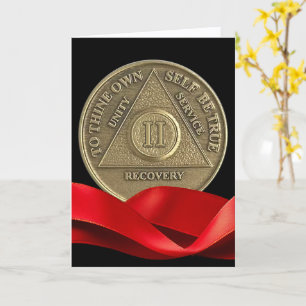 2-jähriges Frohes OM-Jubiläum-Coin Red Ribbon Karte