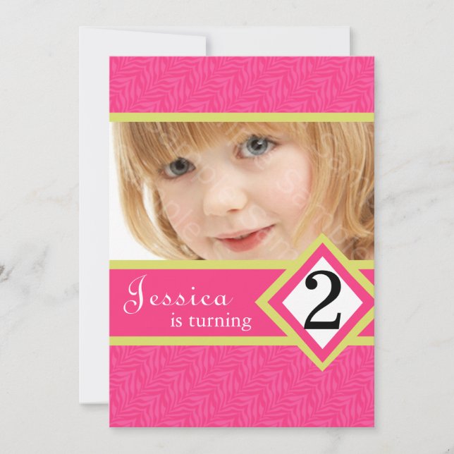 2-Jähriges Geburtstags-Party EinladungenZebra Einladung (Vorderseite)