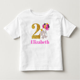 2-jähriges Kitekatzen Pink und Gold Geburtstags-Sh Kleinkind T-shirt