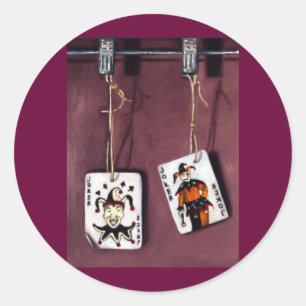 2 Joker-Glückliche Joker-Wilde Karten Runder Aufkleber