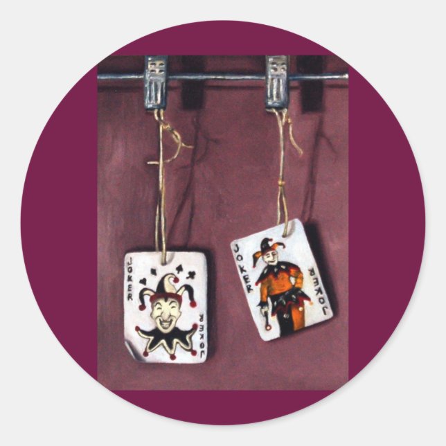 2 Jokers glückliche Joker-Wild-Karten Runder Aufkleber (Vorderseite)