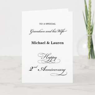 2. Jubiläum Grandson und Ehefrau Elegantes Skript Karte