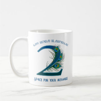 2. Jubiläums-Pfauenfeder individuell anpassbar Kaffeetasse