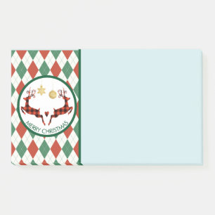 2 Kariertes Hirschspringen auf einer Raute Muster  Post-it Klebezettel