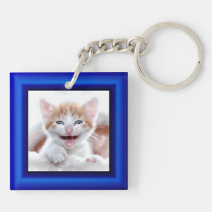 2 Katzenfoto Blaue Umrandung Schlüsselanhänger