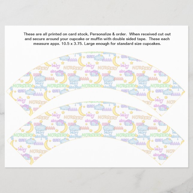 2 Kinderzimmer Baby Personalisiert Cupcake Wrapper Flyer (Vorne)