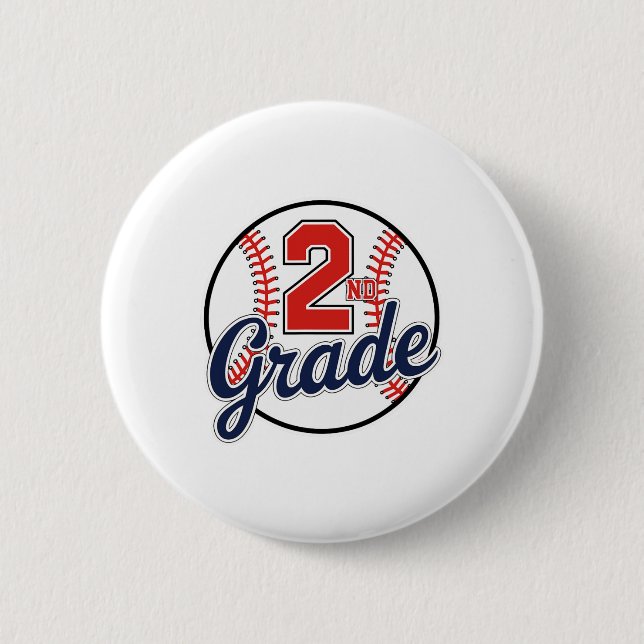 2. Klasse Baseball Zurück zur Schule Baseballspiel Button (Vorderseite)