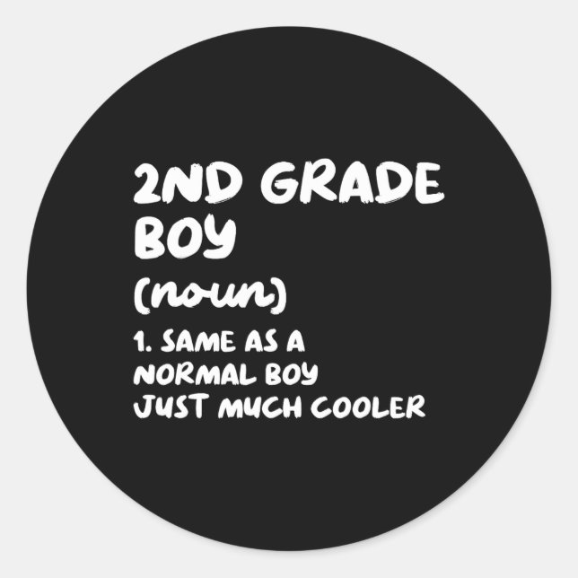 2. Klasse Boy Definition Spaß zurück zum Studium Runder Aufkleber (Vorderseite)