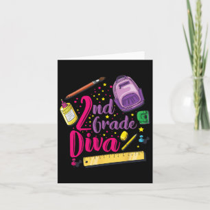 2. Klasse Diva Erster Tag der Schule Girl Kleidung Karte