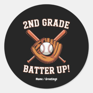 2. Klasse Erster Tag Batter Up Baseball Schule Runder Aufkleber