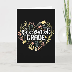 2. Klasse Florales Herz Ck Zurück zur Schule Lehre Karte