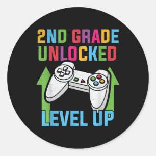 2. Klasse freigeschaltet Level Up Videospieler Jun Runder Aufkleber