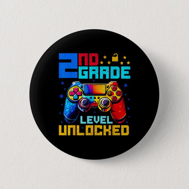 2. Klasse freigeschalteter Gamer Erster Schultag Button (Vorderseite)