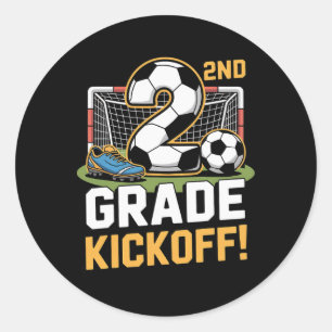 2. Klasse Fußball-Kickoff Byck Zurück Zur Schule K Runder Aufkleber